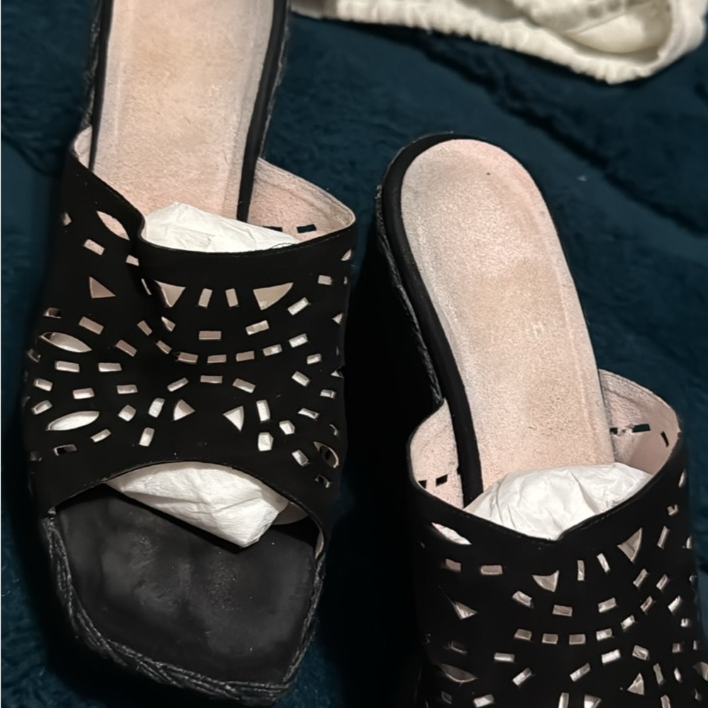 Stuart Weitzman Black Heels with Intricate Cut-Out Design